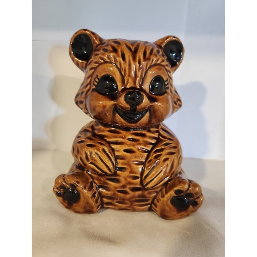 Vintage Ceramic Glazed Bear Piggy Bank